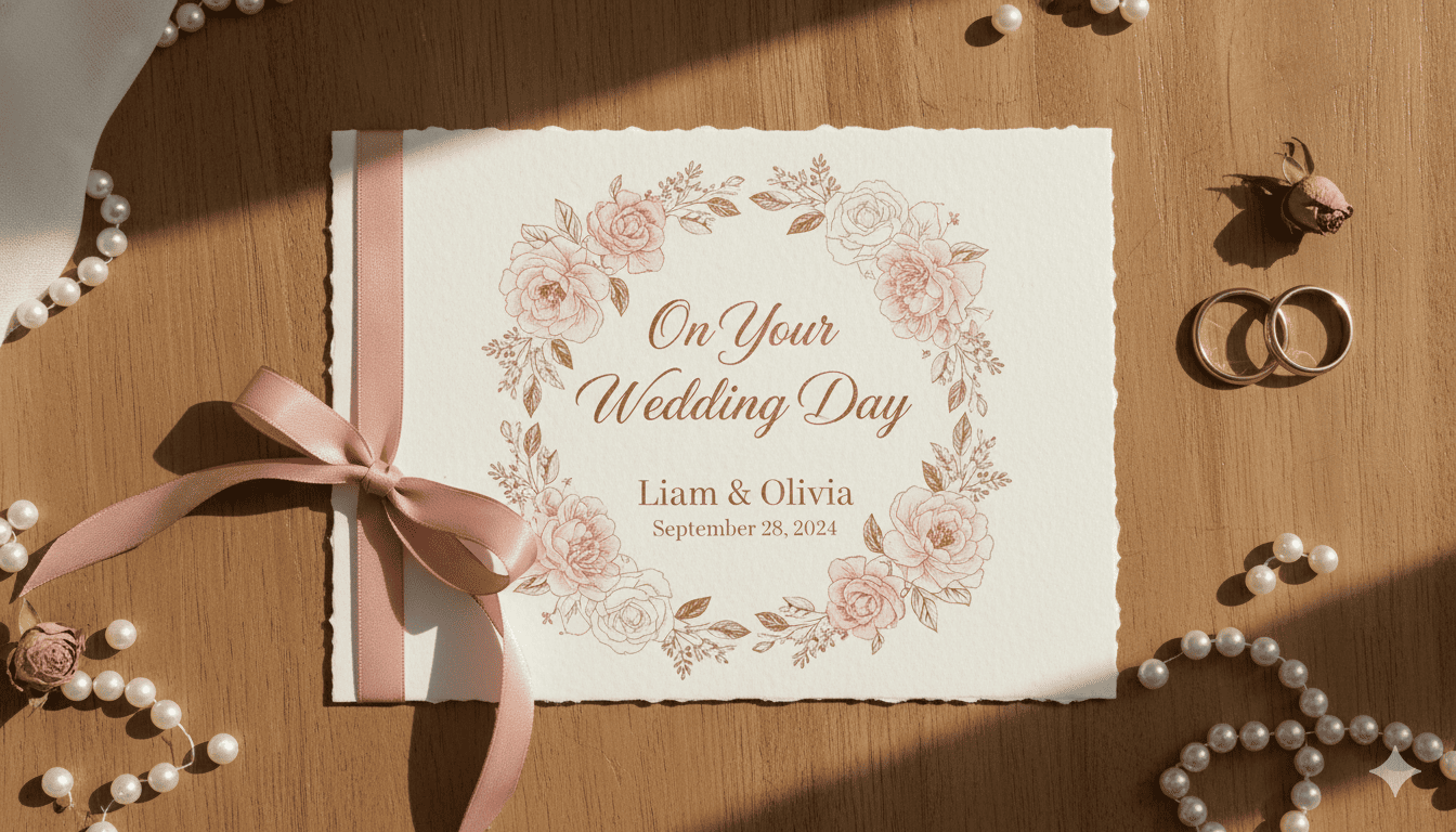 Romantic wedding greeting card